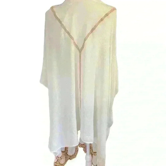 Altar'd State White Embroidered Kimono with Tan Embroidery Size S/M Boho - Picture 4 of 10